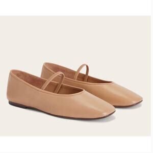 Everlane Day Mary Jane Flats 7.5 NWT Blush Tan Leather Minimalist Comfort